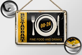 Signe en étain rétro 18x12cm, décoration de Restaurant, nourriture fine, boissons 2