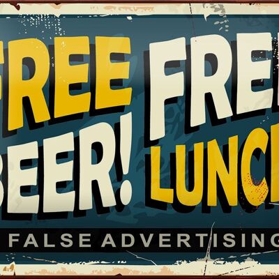 Cartel de chapa retro 18x12cm Decoración de almuerzo de cerveza gratis