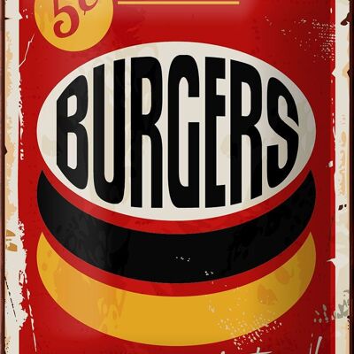 Blechschild Retro 12x18cm burgers best in town Fast food Dekoration