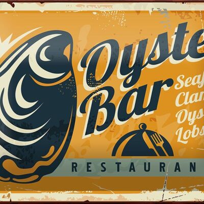 Cartel de chapa Retro 18x12cm Oyster Bar decoración de restaurante de mariscos
