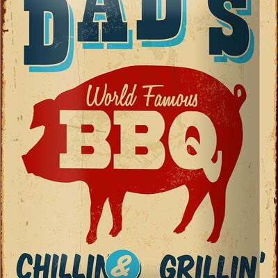 Tin sign retro 12x18cm dad`s world famous BBQ grillin decoration