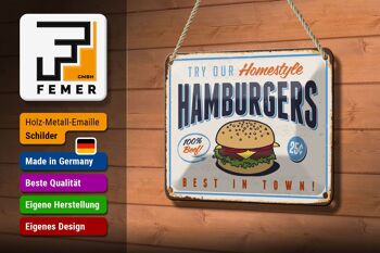 Plaque en étain rétro 18x12cm, décoration hamburgers best in town 3