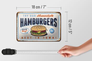 Plaque en étain rétro 18x12cm, décoration hamburgers best in town 5