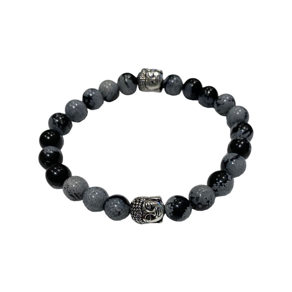 Buddha Armband - Schneeflocken Obsidian