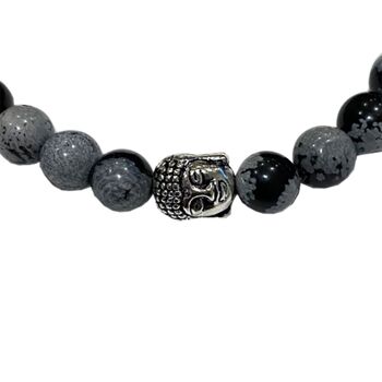 Bracelet Bouddha - Obsidienne Flocon de Neige 2