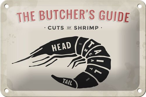 Blechschild Garnele 18x12cm cuts of shrimp Fisch Dekoration