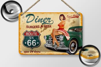 Plaque en tôle Pinup 18x12cm, décoration rétro pour dîner, hamburgers, bière 2