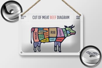 Plaque en tôle boucherie 18x12cm vache coupe de viande boeuf diagramme décoration 2