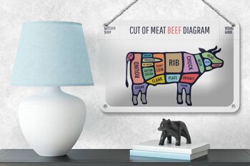 Plaque en tôle boucherie 18x12cm vache coupe de viande boeuf diagramme décoration 4