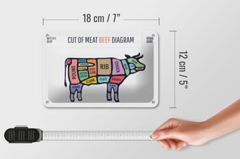 Plaque en tôle boucherie 18x12cm vache coupe de viande boeuf diagramme décoration 5