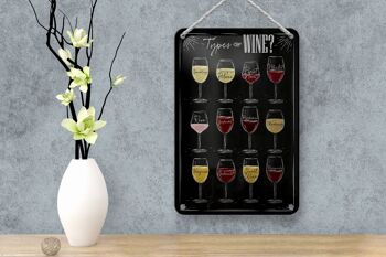 Plaque en tôle vin 12x18cm Types de vin Merlot Rose décoration 4