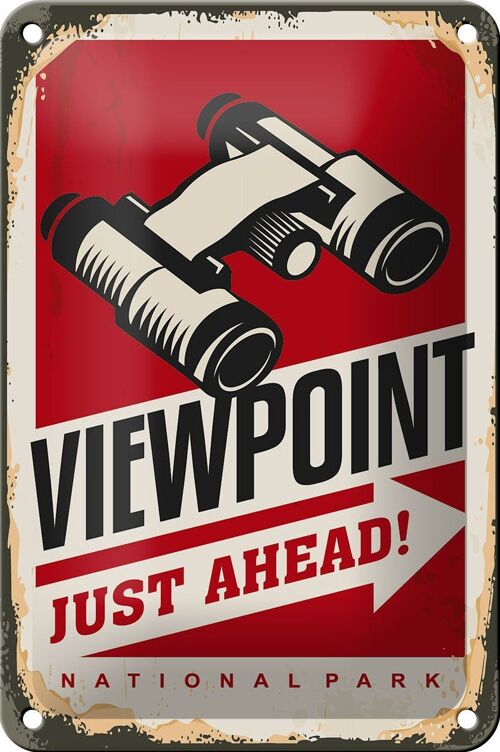 Blechschild Retro 12x18cm Viewpoint just ahead Adventure Dekoration