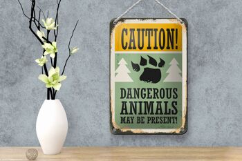 Panneau en étain rétro 12x18cm, attention, décoration d'animaux dangereux 4