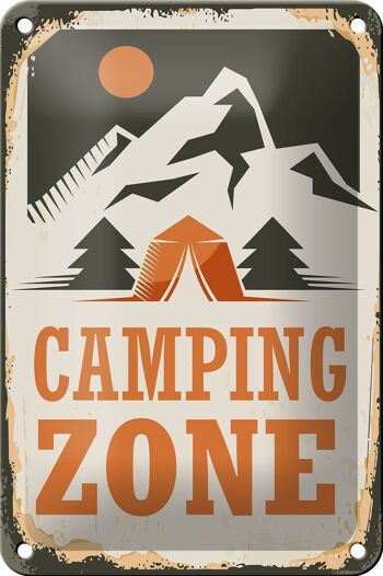 Panneau en étain Camping 12x18cm, décoration extérieure de Zone de Camping 1