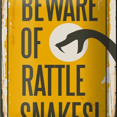 Tin sign retro 12x18cm snake beware of rattle snakes decoration