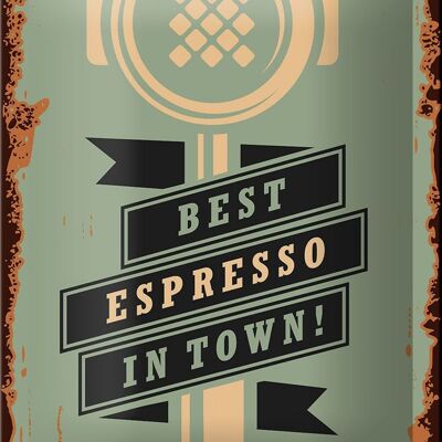 Cartel de chapa Retro 12x18cm ¡Café, el mejor espresso de la ciudad! decoración