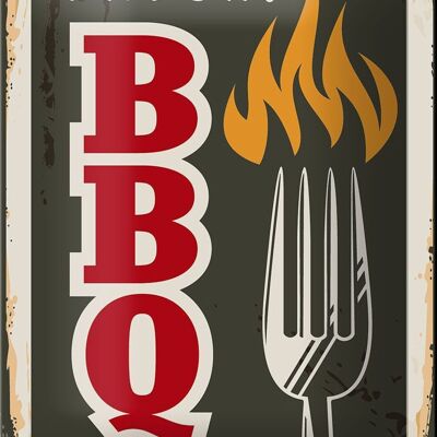 Blechschild Retro 12x18 fresh! BBQ Premium Quality meat Dekoration