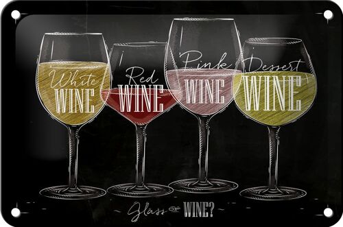 Blechschild Wein 18x12cm Glass of wine? red white Dekoration