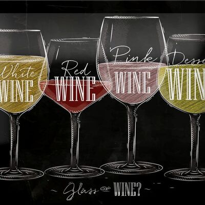 Tin sign wine 18x12cm Glass of wine?red white decoration