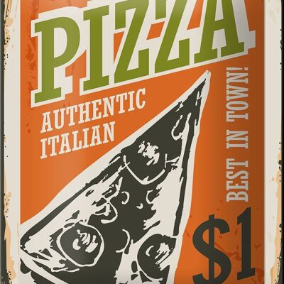 Cartel de chapa retro 12x18cm Pizza mejor de la ciudad 1$ decoración italiana