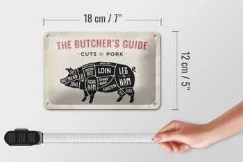 Plaque en tôle cochon 18x12cm Coupes de porc boucherie décoration Fliesch 5