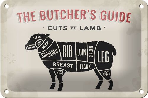 Blechschild Metzgerei 18x12cm Lamm Lamb cuts Fleisch Dekoration