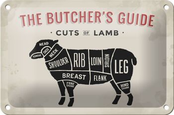 Plaque en tôle boucherie 18x12cm agneau coupes d'agneau décoration de viande 1