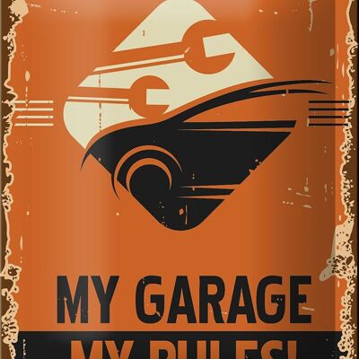 Targa in metallo retrò 12x18 cm auto il mio garage decorazione delle mie regole