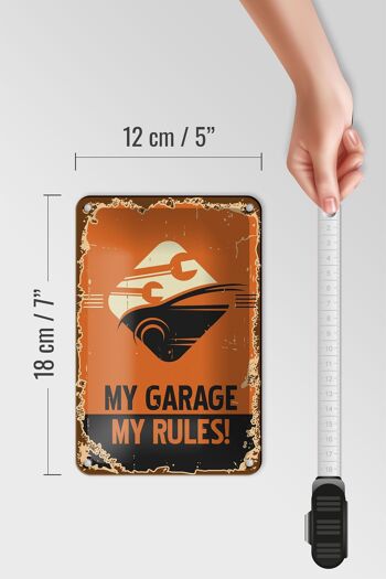 Plaque en tôle rétro 12x18cm voiture mon garage mes règles décoration 5
