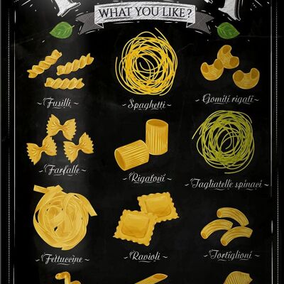 Blechschild Pasta 12x18cm Nudeln what you like Essen Dekoration