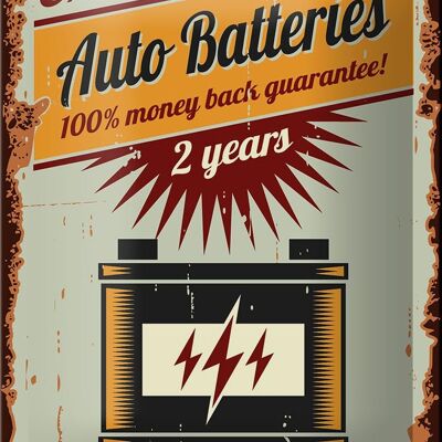 Cartel de chapa retro 12x18cm baterías de coche decoración vida extra