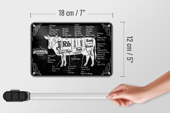 Plaque en tôle boucherie 18x12cm coupes de boeuf vache décoration bio 5