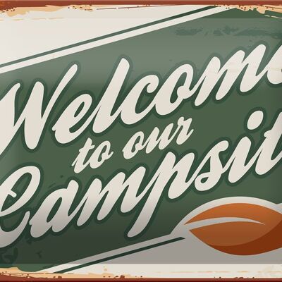 Metal sign Camping 18x12cm welcome to our Campsite decoration