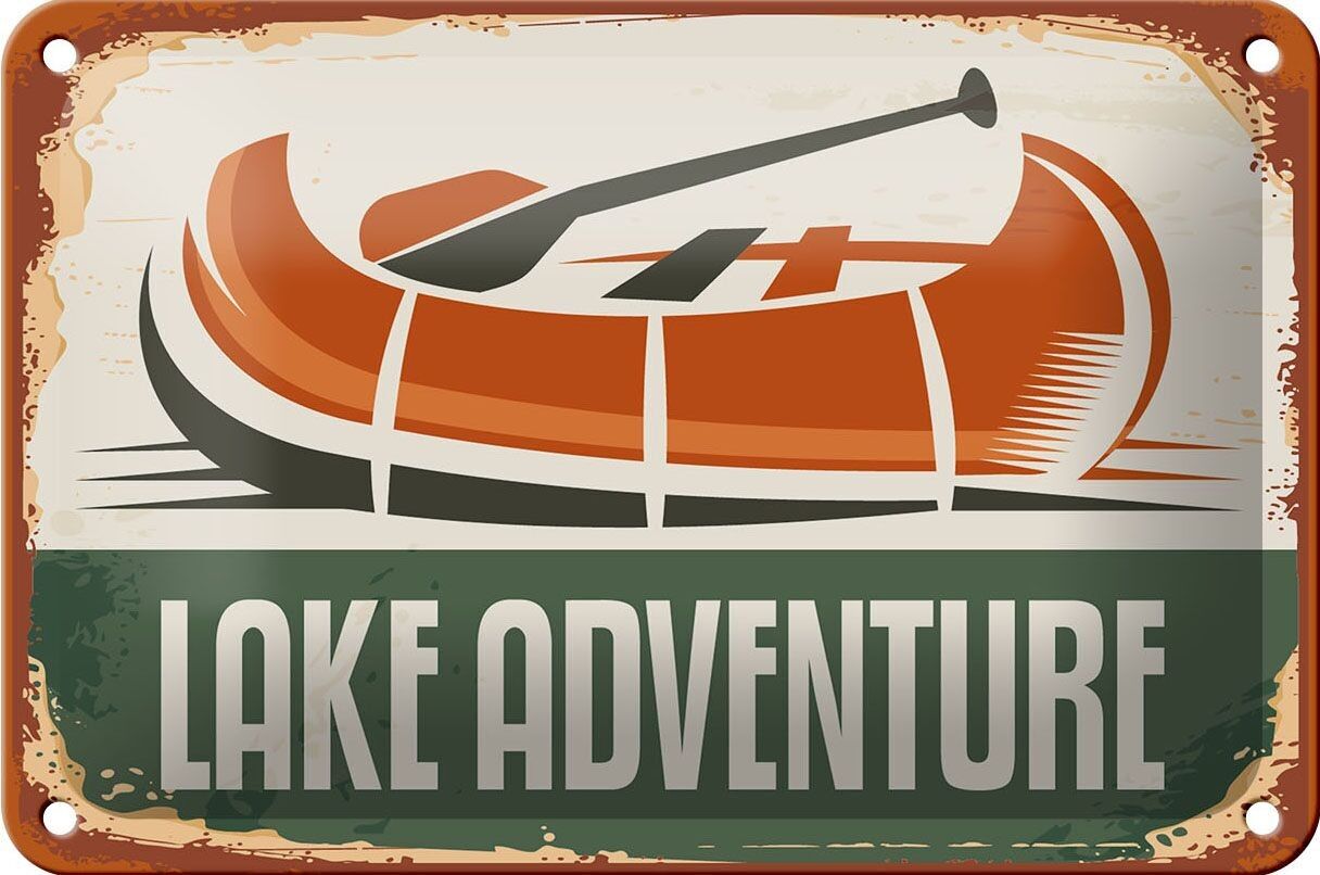 Targa in metallo retrò 18x12 cm decorazione per esterni avventura sul lago