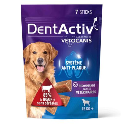 Set of 8 x 7 DentActiv Sticks, Oral Hygiene for Dogs 15kg +