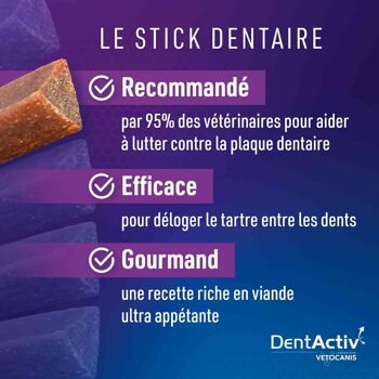 Lot de 8 x 7 Batônnets DentActiv, Hygiène Bucco-Dentaire pour Chien 15kg + 3