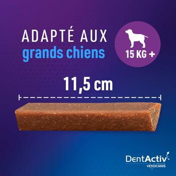 Lot de 8 x 7 Batônnets DentActiv, Hygiène Bucco-Dentaire pour Chien 15kg + 4