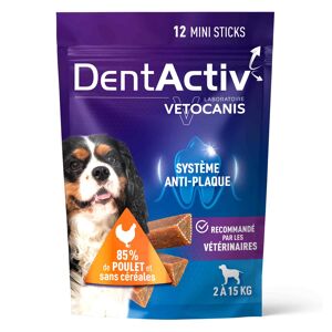 Lot de 8 x 12 Mini Batônnets DentActiv, Hygiène Bucco-Dentaire pour Chien 2-15 kg