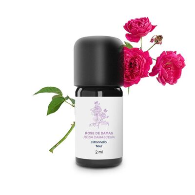 Aceite esencial de rosa damascena (2 ml) | Orgánico, Artesanal, Hecho En Francia