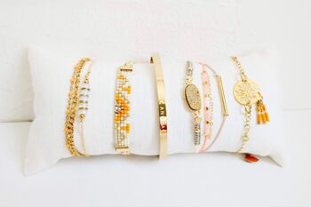 Kit 5 Bracelets BRA-10 , Orange, rose pâle, écru et doré 1