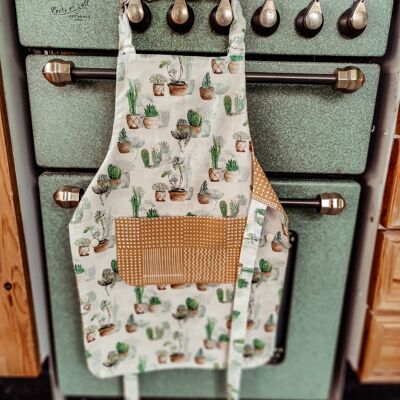 Reversible Kids Apron with Adjustable Height - Cactus Love