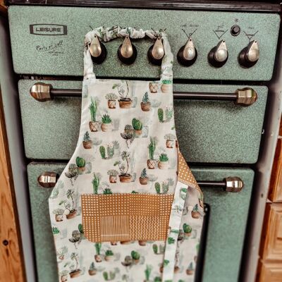 Reversible Kids Apron with Adjustable Height - Cactus Love