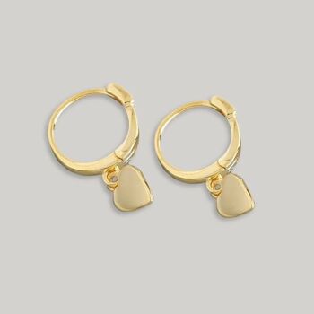 Boucles d'oreilles créoles avec pendentif coeur | or 2