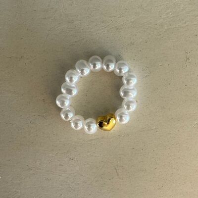 Corazón anillo de perlas | oro
