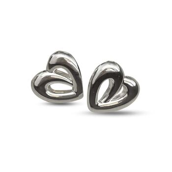 Boucles d'oreilles à tige en forme de coeur d'alto | Argent 2