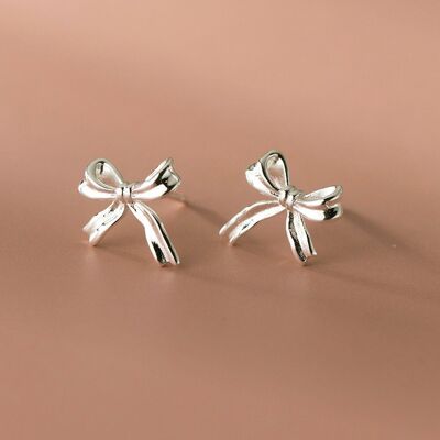 Bow Stud Earrings | Silver