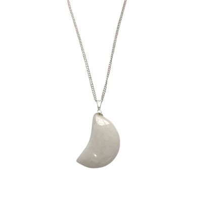 Crescent Shaped Pendant - 4x2cm - White Agate