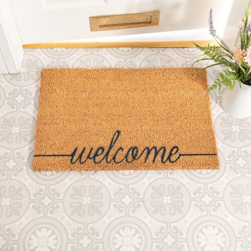 Welcome Scribble Blue Doormat