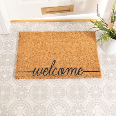 Welcome Scribble Blue Doormat