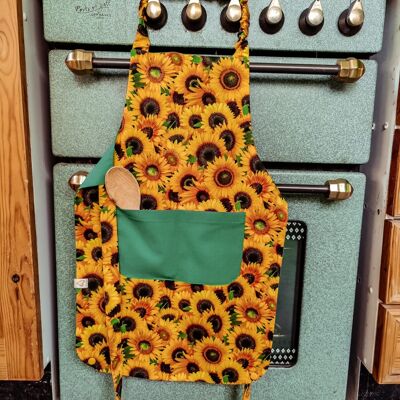 Reversible Kids Apron with Adjustable Height -  Sunflower Bunch